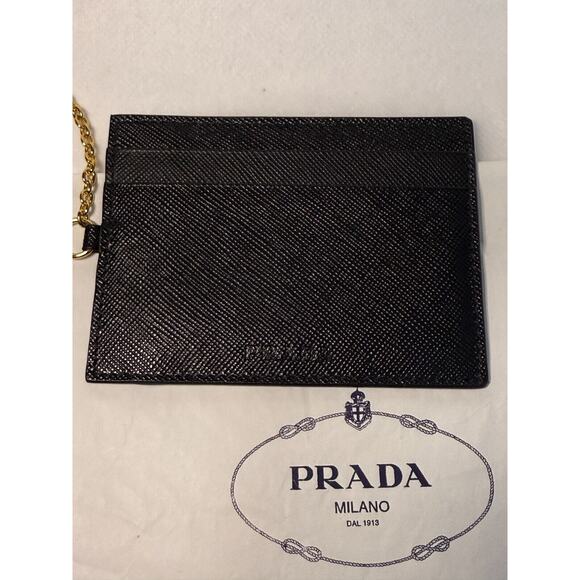 Prada Saffiano Leather Letter Continental Flap Wallet Black Authentic Card Incl - Picture 12 of 15